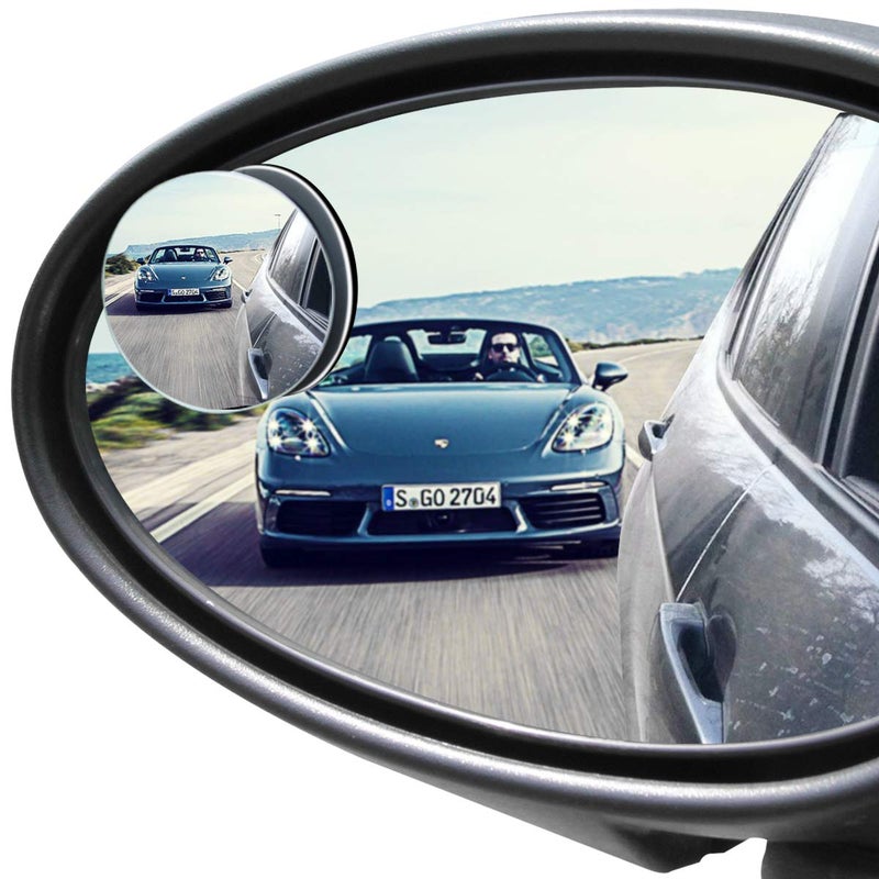 POMFW Blind Spot Mirror  2 inch Rearview Convex Side Mirrors for Cars SUV Truck Van Stick on 3M Adhesive  Rear View HD Glass Frameless Sway Rotate adjustable Wide Angle 2PCS (Round) - Image 1